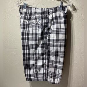 American Eagle Longboard Plaid Windowpane Men’s Shorts Black White 100% …